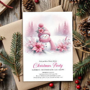 Convite de Natal Infantil Digital Rosa Clássico Ho