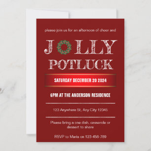 Convite de Natal Jolly Potluck