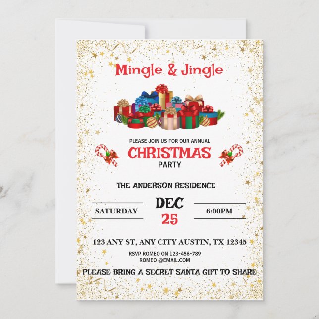 Convite de Natal Mingle Jingle (Frente)