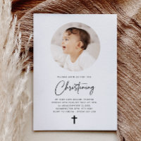 Convite de Natal Minimalista de Foto Redonda