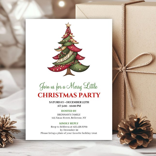 Convite de Natal minimalista e caprichoso para árv (Minimalist whimsical Christmas tree holiday invite)