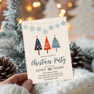 Convite de Natal Minimalista Moderno com Árvores