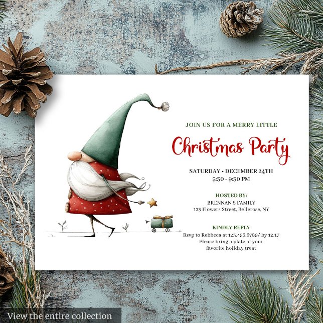 Convite de Natal Minimalista Papai Noel Engraçado  (Modern Funny Santa Minimalist Christmas Invitation)