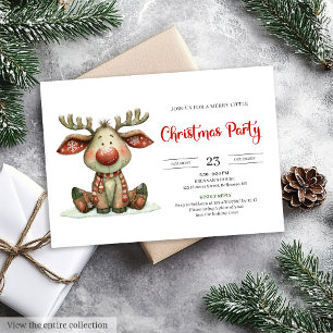 Convite de Natal moderno aquarela de rena excêntri