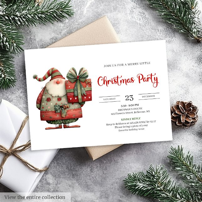 Convite de Natal moderno e engraçado para festa de (Funny Santa office party modern Christmas invite)