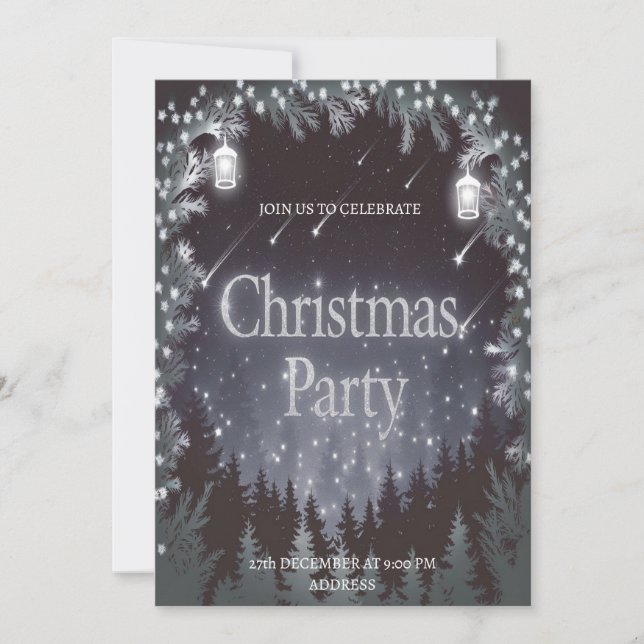 Convite de Natal Moderno e Festivo para Festa de N (Frente)