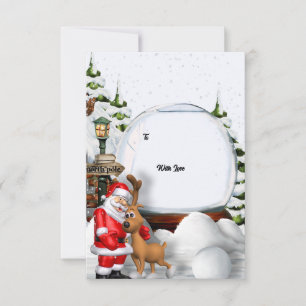 Convite de Natal – Papai Noel e Rena de Inverno