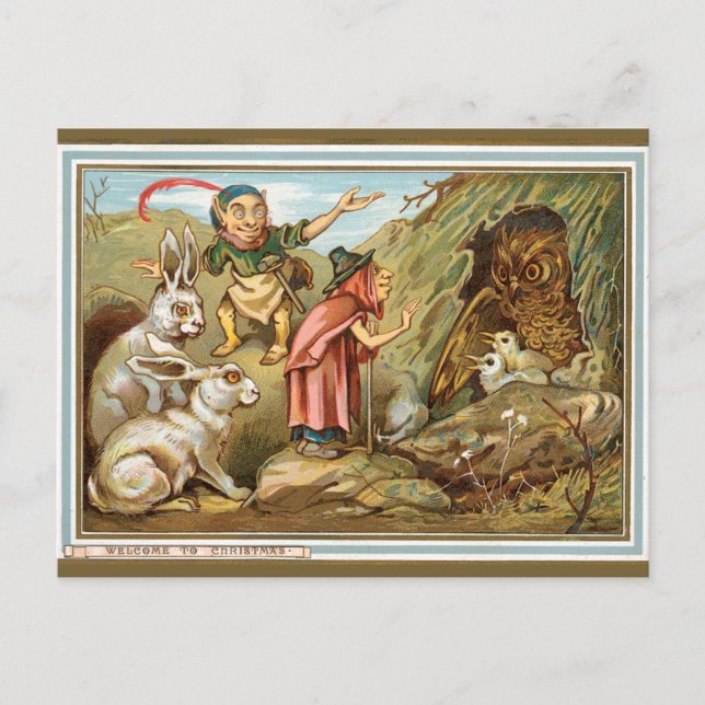 Convite de Natal para Elves e Bunnies (Frente)