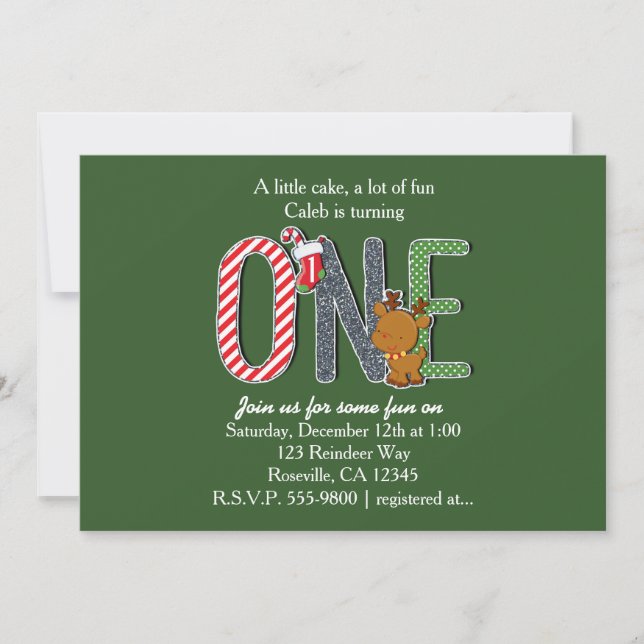 Convite de Natal para Festa de Aniversário de 1 an (Frente)