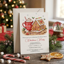 Convite de Natal para Festa de Biscoito de Gengibr