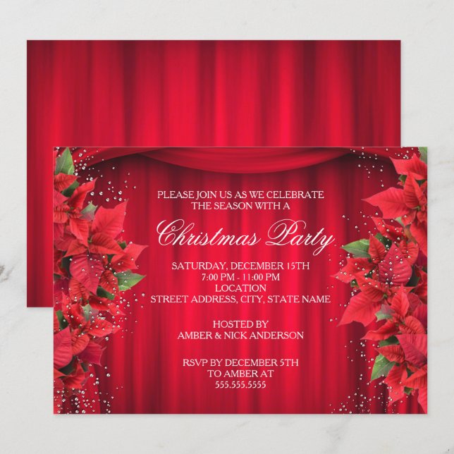 Convite de Natal para Festa Floral de Azevinho com (Frente/Verso)