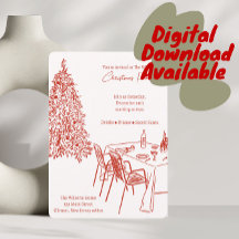 Convite de Natal para Jantar Vermelho