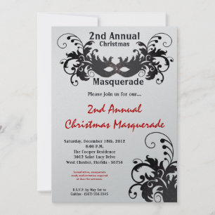 Convite de Natal para Mascarada de Silver Vermelho