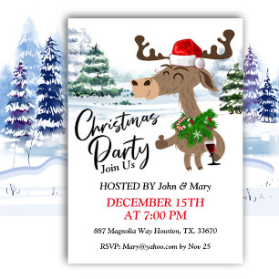 Convite de Natal para Moose de Chrismas Bonito