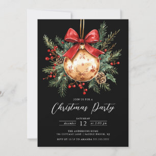 Convite de Natal para Ornamento Dourado Elegante