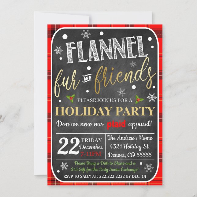 Convite de Natal para Peles e Amigos Flannel (Frente)