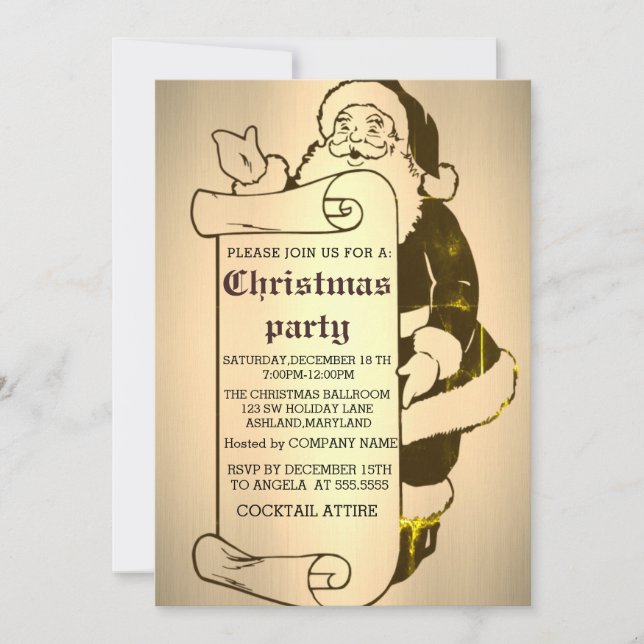 Convite de Natal perfeito, Legal e Dourado (Frente)