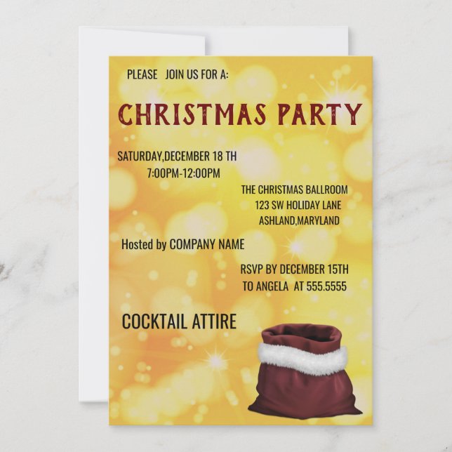 Convite de Natal perfeito, Legal e Dourado (Frente)