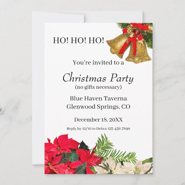 Convite de Natal Personalizado HO! HO! HO! para Fe (Frente)
