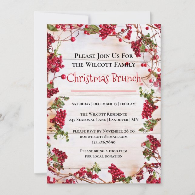 Convite de Natal Red Berries Brunay (Frente)