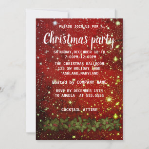 Convite de Natal Red Sparkly maravilhoso