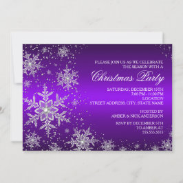Convite de Natal Roxo Festa com Floco de Neve Bril