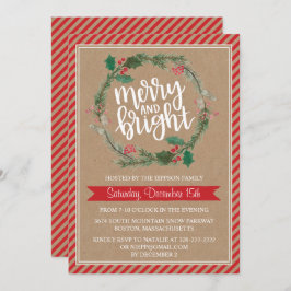 Convite de Natal Rustic Kraft Wreath