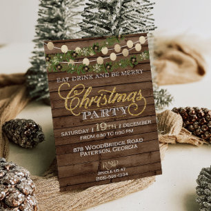 Convite de Natal Rústico para Festa