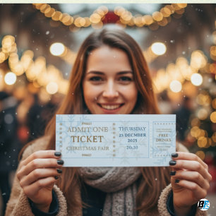 Convite de Natal Simples Azul e Dourado para Feira