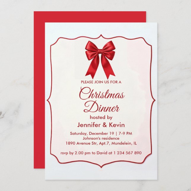 Convite de Natal Tradicional para o Arco Vermelho (Frente/Verso)