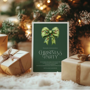 Convite de Natal Verde Caprichoso com Laço Festivo