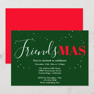 Convite de Natal Verde Vermelho Friendsmas
