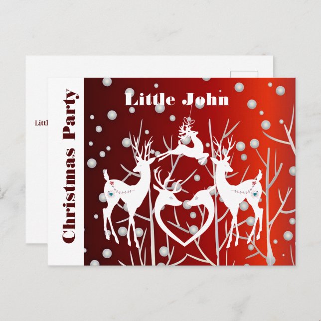 Convite de Natal Vermelho para Anúncio de Festa (Frente/Verso)
