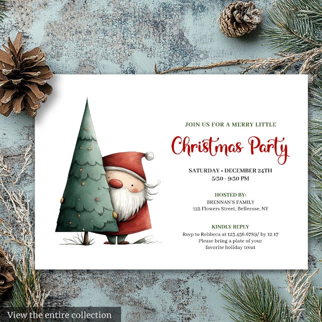 Convite de Natal Vermelho Verde do Papai Noel Engr (Modern Funny Santa Red Green Christmas Invitation)