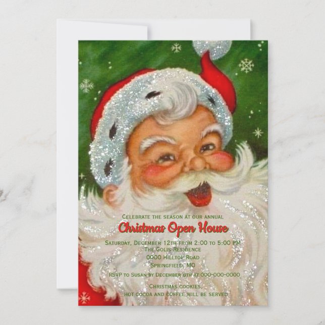 Convite de Natal Vintage Retro Papai Noel (Frente)