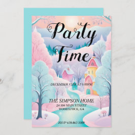 Convite de Natal Whimsical Winter Wonderland