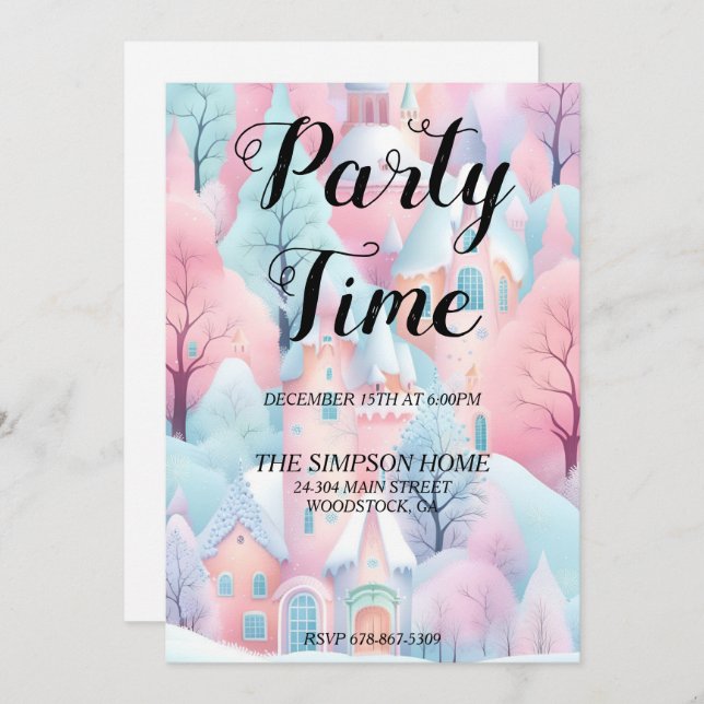 Convite de Natal Whimsical Winter Wonderland (Frente/Verso)