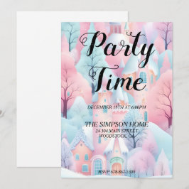 Convite de Natal Whimsical Winter Wonderland