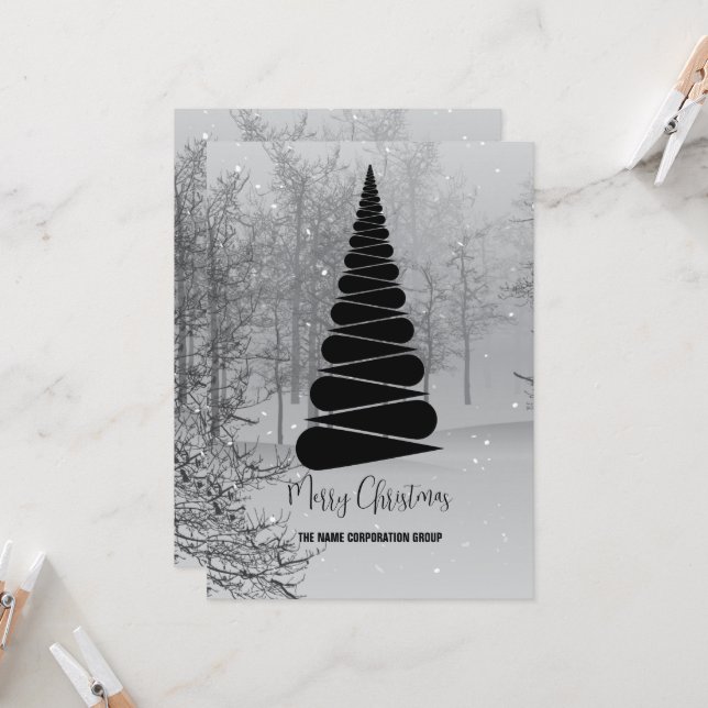 Convite de negócios de árvore de Natal abstrata (Frente/Verso In Situ)