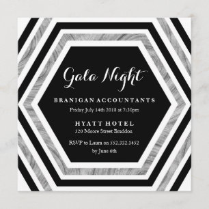 Convite de Negócios Noturno de Gala Hexágono Prata