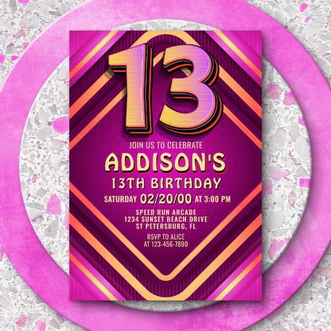 Convite de Neon de 13 Birthday (Criador carregado)
