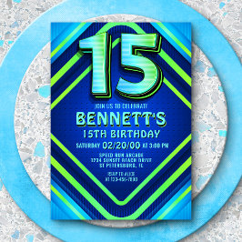 Convite de Neon de 15 Birthday