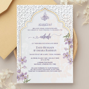 Convite de Nikah com Arco Islâmico Elegante Aqua