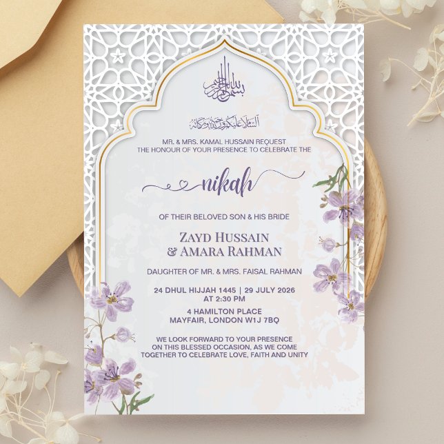 Convite de Nikah com Arco Islâmico Elegante | Aqua (Criador carregado)
