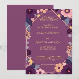 Convite de Nikah Islâmico Casamento Muçulmano Azul