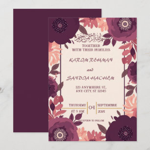 Convite de Nikah Islâmico Casamento Real Azul