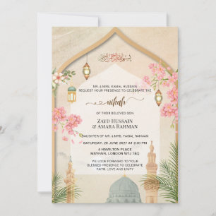 Convite de Nikah para Casamento Elegante Masjid An