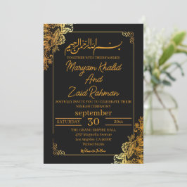 Convite de Nikkah Branco e Dourado