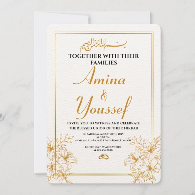 Convite de Nikkah Islâmico Editável (Frente)