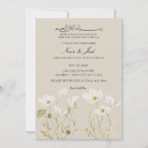Convite de Nikkah Islâmico Floral Branco Elegante